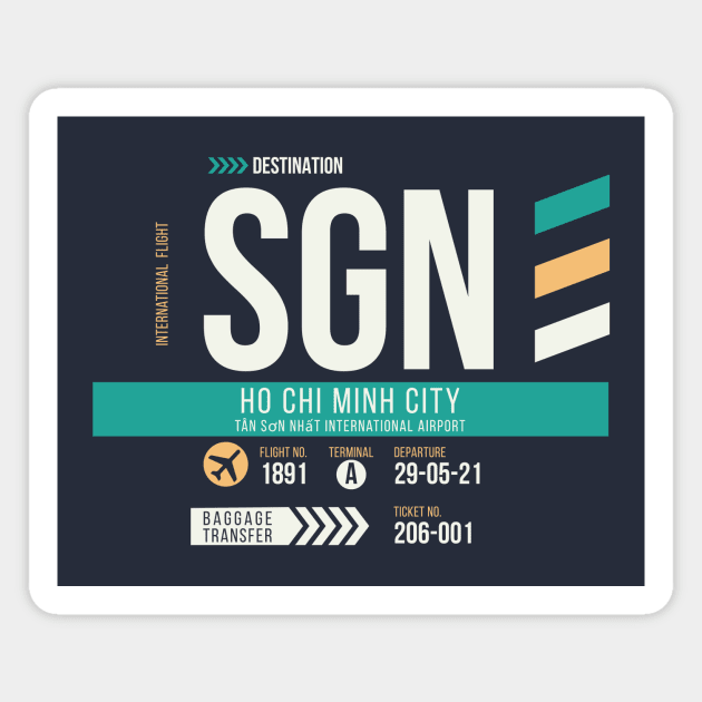 Ho Chi Minh City (SGN) Airport Code Baggage Tag Magnet by SLAG_Creative